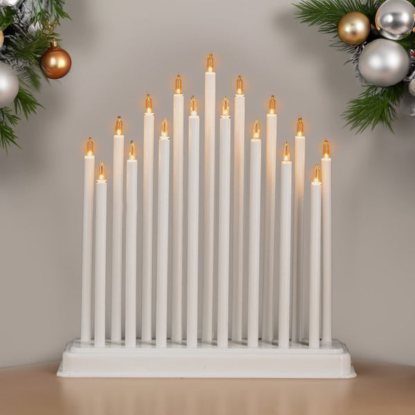 White Christmas Light Up Candle Bridge (17 Pipes)