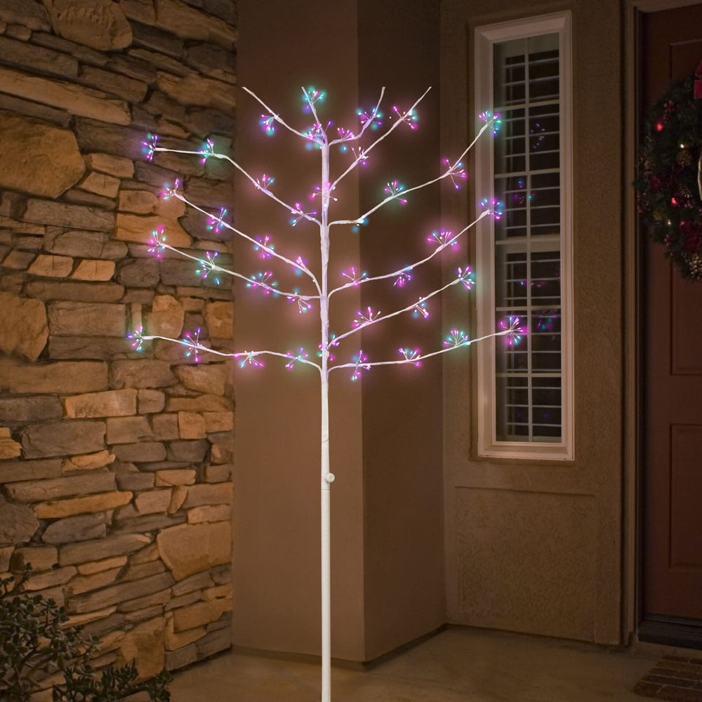 White Christmas Twig Tree with Multicoloured LEDs 180cm