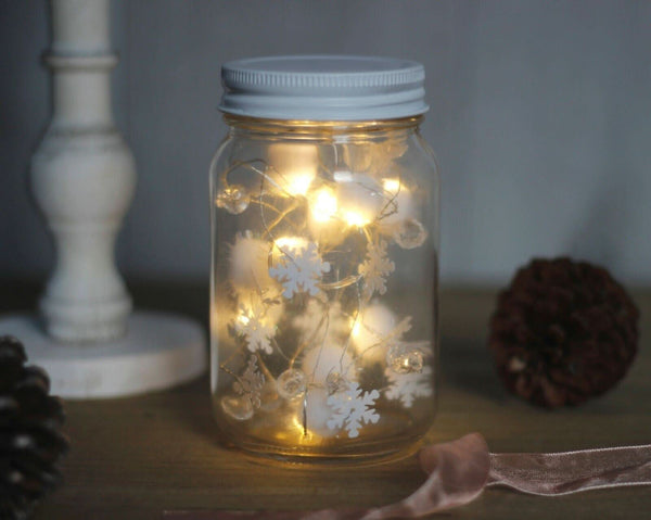 Jar of Snowflakes - 10 LEDs