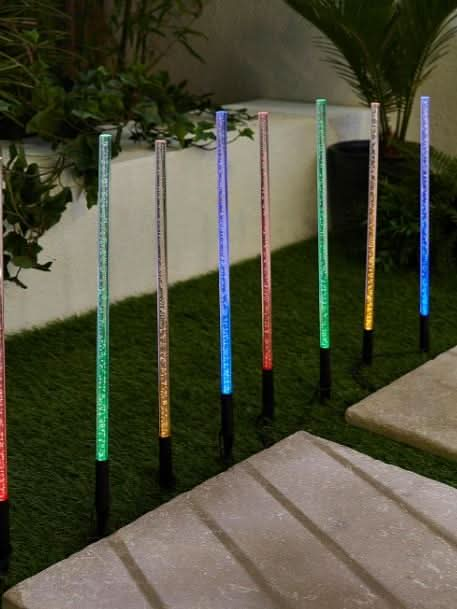 Coloured Bubble Solar Stake Lights - 8pcs