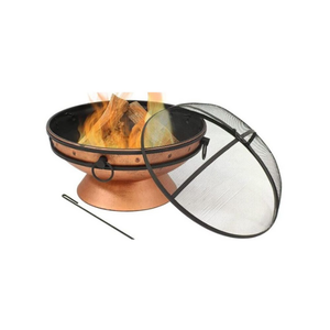 Large Round Copper Fire Pit & BBQ with Grill