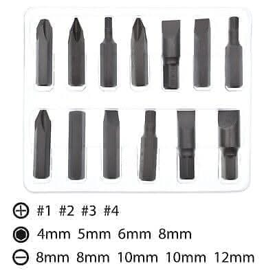 13pc Impact Driver Bit Set CR-V 5/16” Hex Shank Heavy Duty Fastening Phillips