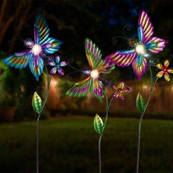 Solar Butterfly Stake Light - Green