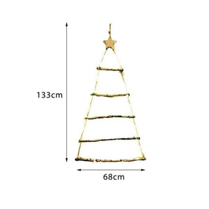 Christmas LED Wooden Wall Tree with Decorations 133cm