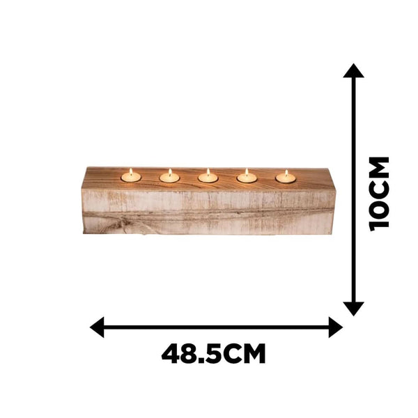 5 Tealight Wooden Candle Table Centre