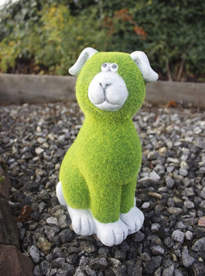 Stone and Grass Effect Dog Statue