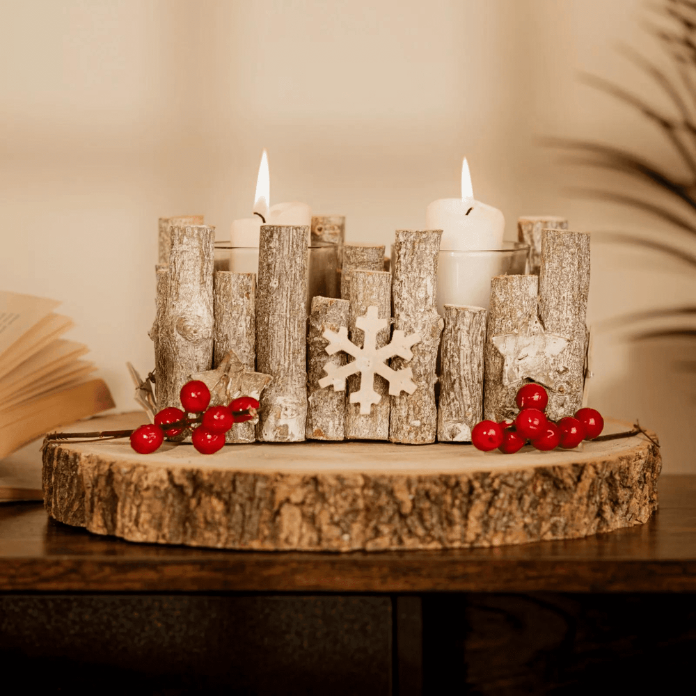 Birch Wood Christmas Candle Holder