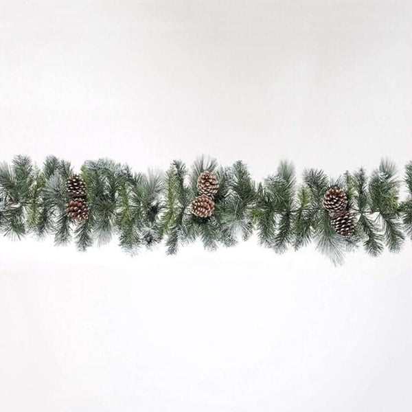 luxurious-snowy-christmas-garland-decor-pine-cones