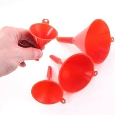 4pc Plastic Funnel Set Pouring Aid Kitchen Petrol Fuel Water Car Garden Cooking