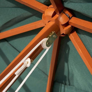 Parasol Pulley System 2.4m Green Garden Sun Shade Umbrella Wooden