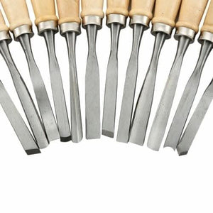 12pc Carving Chisel Tool Set Wood Handle Steel Blade