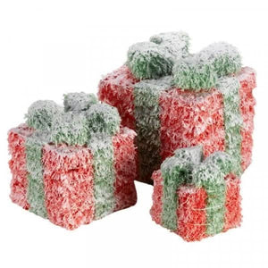 3pc Christmas Frosted LED Gift Boxes Set (Red & Green)