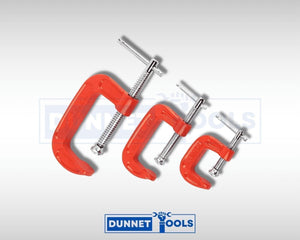 3 Piece Mini G-Clamp Set 25-50-75mm T-bar Handle Durable Swivel Tool