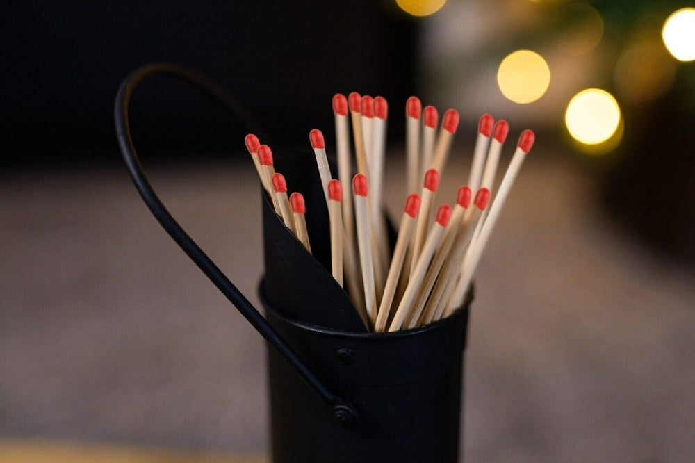 Heavy Duty Black Fireside Matchstick Holder Fire Accessory