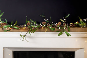 150cm Sage and Mistletoe Garland Home Decoration With Pinecones And Berries