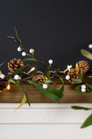 150cm Sage and Mistletoe Garland Home Decoration With Pinecones And Berries