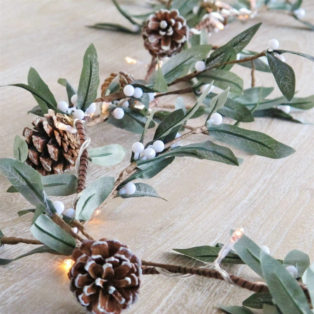 150cm Sage and Mistletoe Garland Home Decoration With Pinecones And Berries