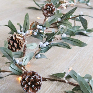 150cm Sage and Mistletoe Garland Home Decoration With Pinecones And Berries