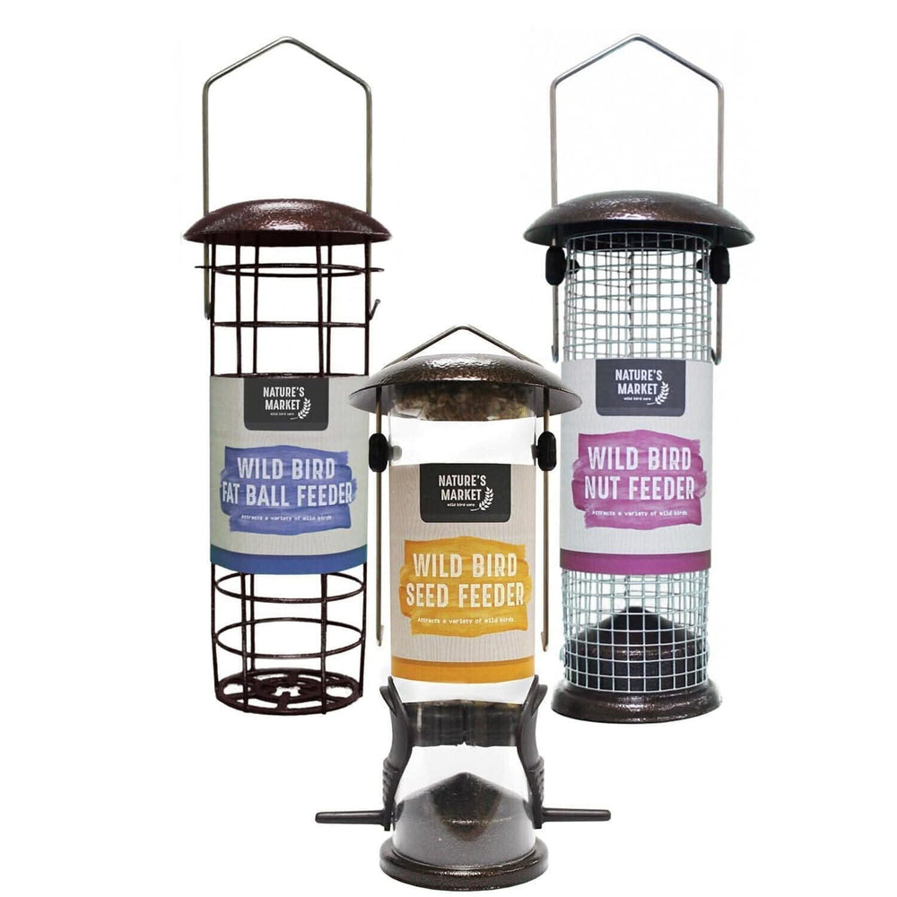 Set of 3 Metal Hanging bird Feeders