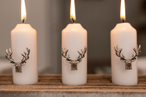 3pc Silver Stag Design Candle Pins