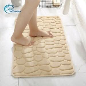 Home Decor Non Slip Memory Foam Bathroom Rug - Cream