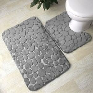 Home Decor Non Slip Memory Foam Bathroom Rug - Grey