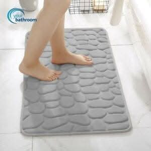 Home Decor Non Slip Memory Foam Bathroom Rug - Grey