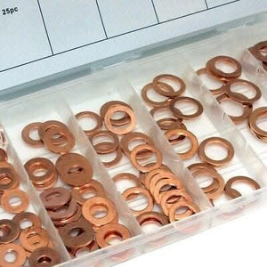 110pc Assorted Copper Washers Set Drain Sump Plug Seal Hydraulic Fittings + Case