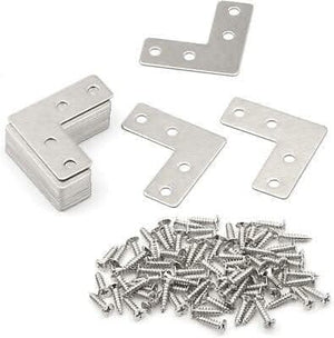 12pc Corner Mending Plate Set L Shape Angle Supports 37x37cm Galvanised Iron