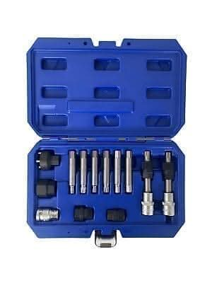 13 Piece Alternator Free Wheel Pulley Removal Car Garage Tool Bit Kit Set