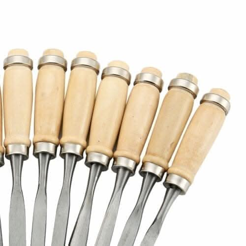 12pc Carving Chisel Tool Set Wood Handle Steel Blade