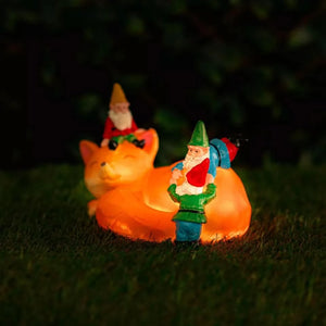 Solar-Powered Light-Up Sleeping Fox Gnome Garden Ornament