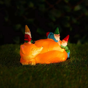 Solar-Powered Light-Up Sleeping Fox Gnome Garden Ornament