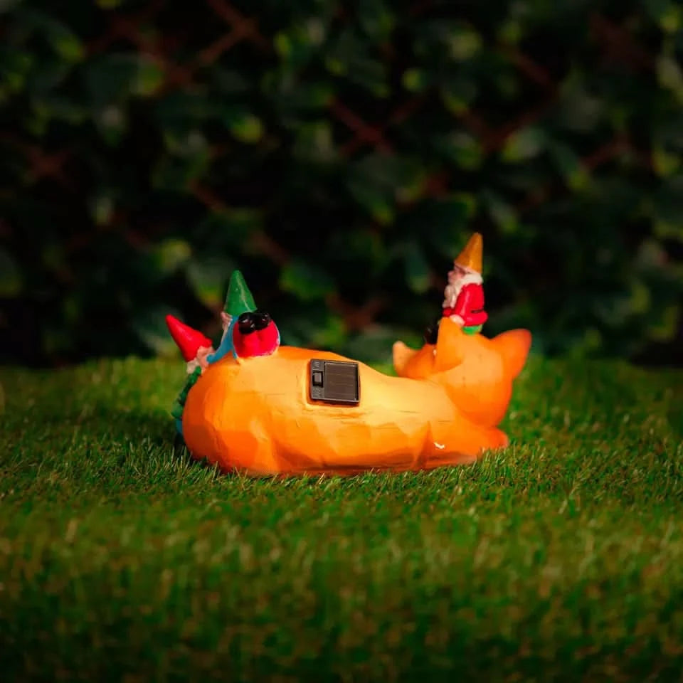 Solar-Powered Light-Up Sleeping Fox Gnome Garden Ornament