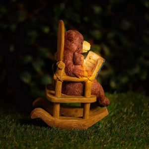 Solar-Powered Bear Rocking Chair Light-Up Garden Ornament