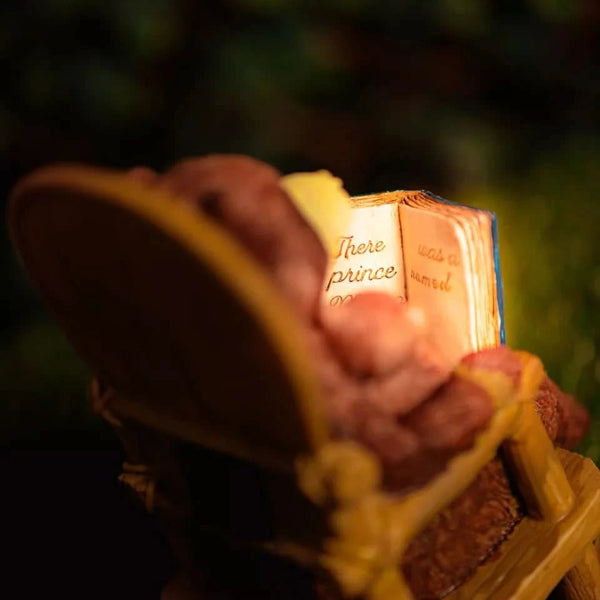 Solar-Powered Bear Rocking Chair Light-Up Garden Ornament