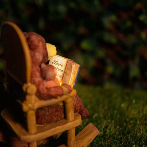 Solar-Powered Bear Rocking Chair Light-Up Garden Ornament