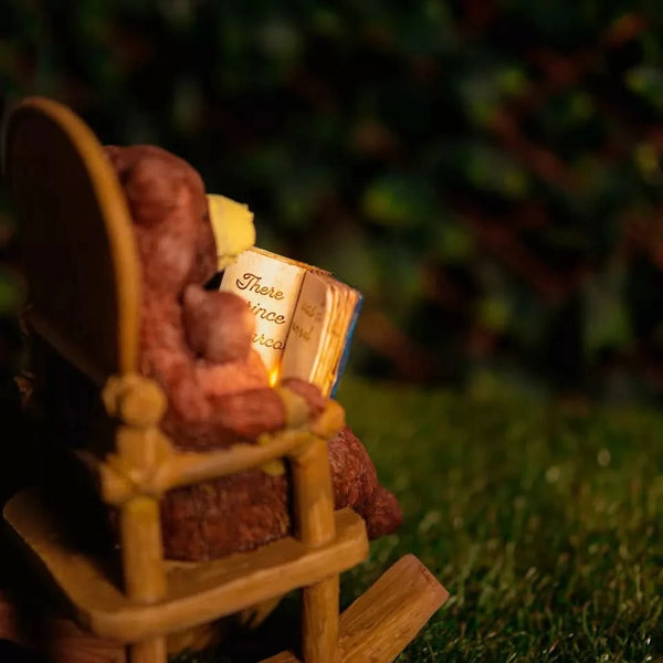 Solar-Powered Bear Rocking Chair Light-Up Garden Ornament