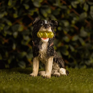 Solar Dog Garden Ornament Light Up Tennis Balls Puppy Statue