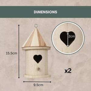 2pc Wooden Bird Nest Hanging Feeding Station - Wild Bird House