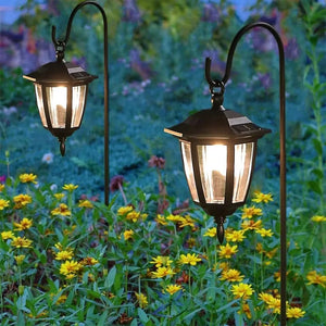 2pc Solar Hanging Lantern Stake Garden Outdoor Lighting Patio Decor Pathway