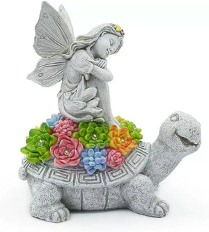 Solar Fairy Tortoise Ornament Garden LED Statue Decor