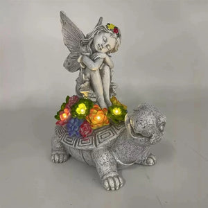 Solar Fairy Tortoise Ornament Garden LED Statue Decor