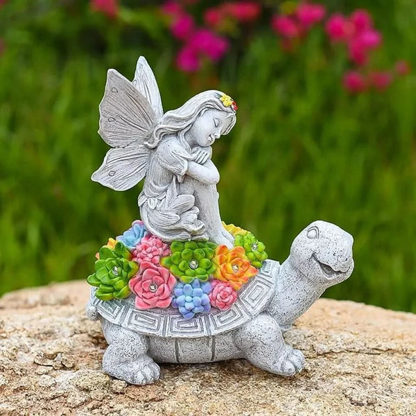 Solar Fairy Tortoise Ornament Garden LED Statue Decor