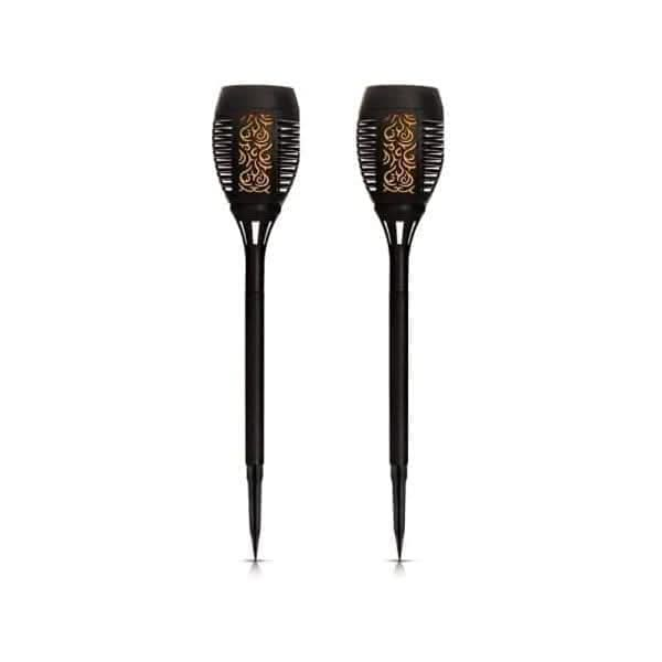 2x Flame Effect Solar Torch Lights