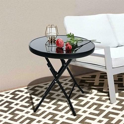 40cm Black Round Folding Side Drinks Table