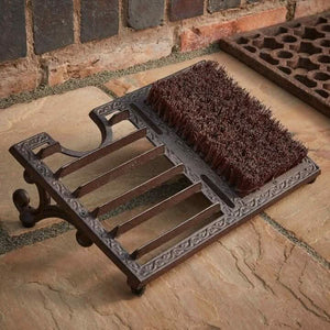 Boot scraper keeps the inside of your house clean from dirt and debris. Made from cast iron, the boot cleaner is weather-resistant and long-lasting.